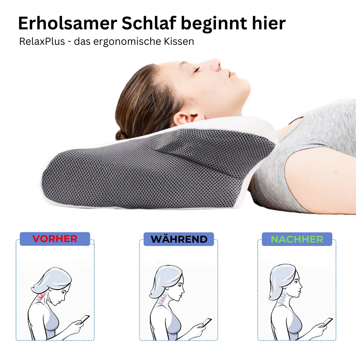 RelaxPlus Komfortkissen – ergonomisches Nackenstützkissen – Bild 4